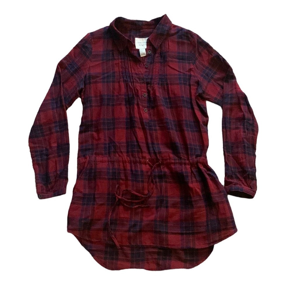 🎉 FOREVER 21 Red Plaid Tunic, size M